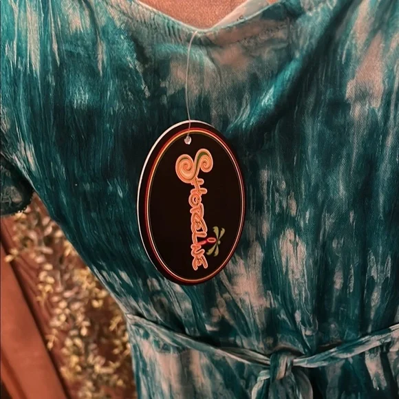 Teal Floral Women's Dress - Picture 5 of 5